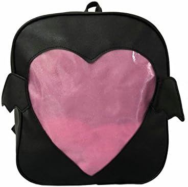 Girls Black Backpacks Cute Candy Leather Wing Backpack Transparent Love Heart Schoolbags Ita Bag White Daypack