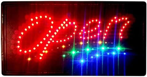 Construction 2 Color 10 x 19 Inches Animated Motion LED Neon Light Open Sign with 3-Way Switch and Chain (LED-OPS03)