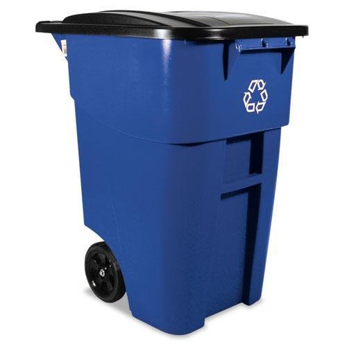 Rubbermaid 9W2773BLU Brute Recycling Rollout Container Square 50gal Blue