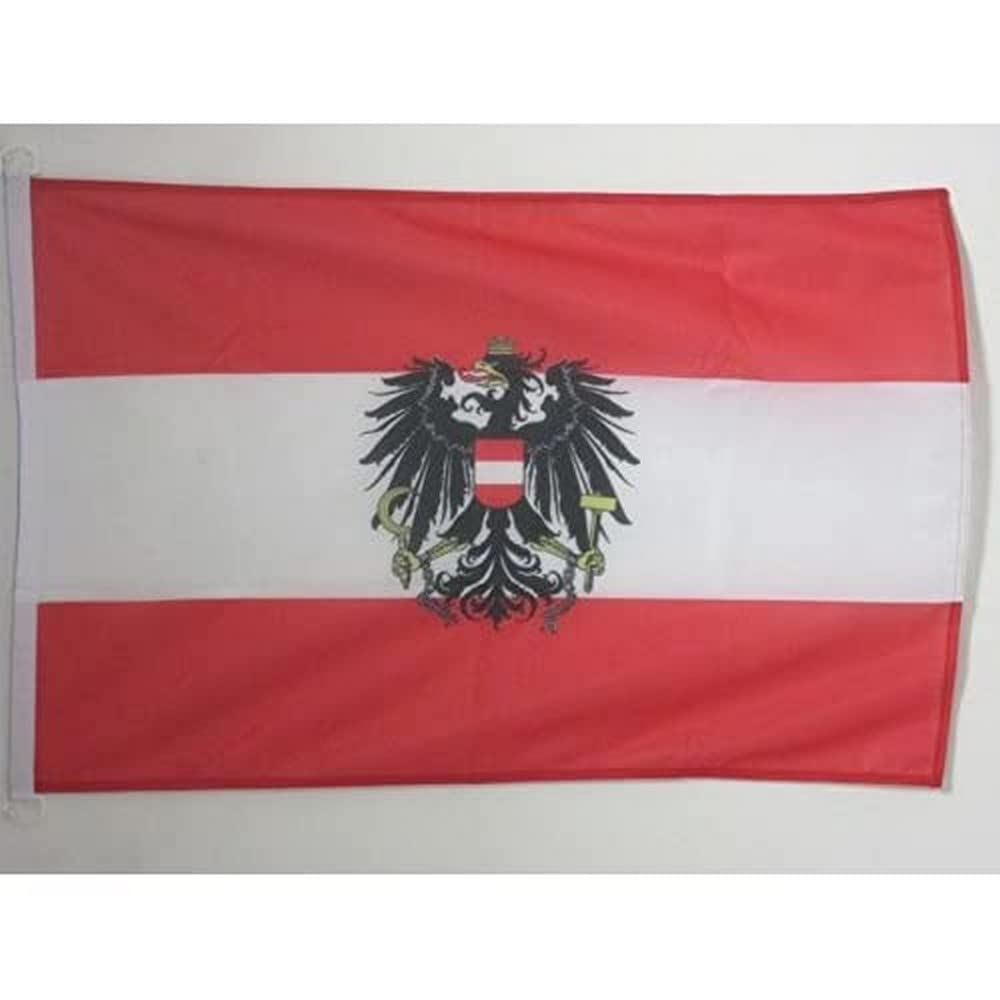 AZ FLAG - Austria with eagle Flag - 2x3 Ft - For Outdoor - Austrian coat of arms Banner Knitted Polyester with Two Plastic Rings - Fade Resistant - Vivid Colors - 2' x 3' Feet - 90x60 Cm