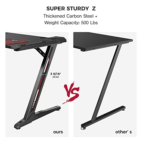 EUREKA ERGONOMIC Z1S Pro Gaming Desk 44.5" Z Shaped Home Office PC