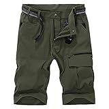 Kolongvangie Men’s Outdoor Super Lightweight Quick Dry Stretchy Cargo Shorts with Multi Pockets (No Belt)