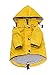 Yellow Zip Up Dog Raincoat with Reflective Buttons, Pockets, Rain/Water Resistant, Adjustable Drawstring, & Removable Hood - Size XS to XXL Available - Stylish Premium Dog Raincoats by Ellie (S)