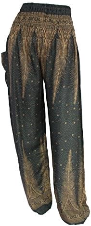 HAREM TROUSERS - Aladdin Hippie Pants Yoga Designs For Women & Ladies (Peacock Brown)