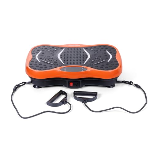 Bio Shaker Maquina de Ejercicio Power Therapy Plataforma Vibratoria con Control Remoto, Ligas de Resistencia, Capacidad 120 kg, Base Antideslizante, Entrenamiento en Casa, Color Negro