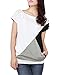 Allegra K Women Boat Neck Short Sleeve Color Block Tee Shirts, White, Small / US 6