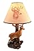 Zeckos `Champion` 12 Point Buck Table Lamp with Deer Printed Shade Western Décor