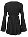 MBJ WT1159 Womens V Neck Long Sleeve Empire Waist Tunic Top L BLACK