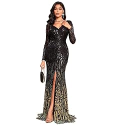 TOLEEN Women's Formal Sequin Bodycon Long Sleeve