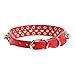 Aolove Mushrooms Spiked Rivet Studded Adjustable Pu Leather Pet Collars for Cats Puppy Dogs (Medium, Red)
