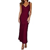 Phicia Summer Satin Spaghetti Strap V Neck Midi Dresses for Women Wedding Guest Elegant Flower Backless Cocktail Formal Dress