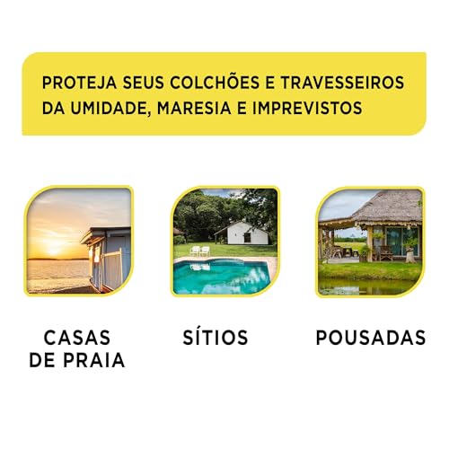Capa Protetora de Colchão de Casal com Zíper, Impermeável, Azul, Material PVC Hospitalar, Hipoalergênica, Antiácaro, Fácil Limpeza, Protetor Anti Urina Xixi (138x188x30)