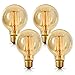 Edison Light Bulbs 60w, Jslinter Globe Dimmable Filament Decorative Bulbs for Home, Vintage Light Bulb G80/G25 Style, E26 Base, Classic Amber (4 Pack)