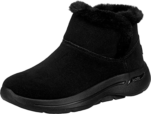 Skechers Women's Go Walk Arch Fit Cherish Ankle Boot, Black Suede - Technical View