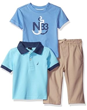 Nautica Baby Boys' Short Sleeve Polo and Tee Three Piece Set