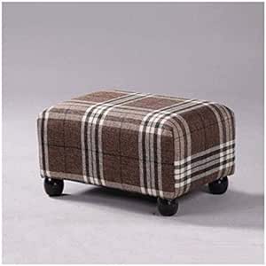 BH Puf/reposapiés de Tela de Lino, Taburete Cuadrado con Asiento