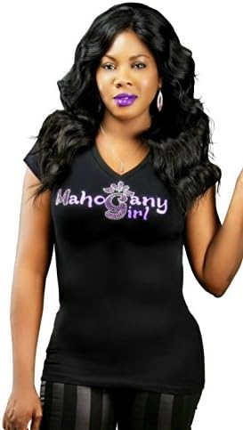 Mahogany Girl T-Shirt with Swarovski, Purple/Clear Crystals