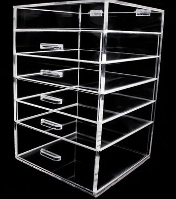 UPC 799665063795, Acrylic Makeup Organizer - 6 Drawer Clear Cube with Flip Top