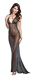 Dreamgirl Women's Lurex Halter Back Long Gown, Black, Large