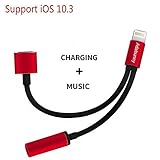 iPhone 7 Adapter, Lightning to 3.5mm Audio Adapter, ADABUNNY 2 in 1 Lightning Charger and 3.5mm Earphones Jack Cable for Apple iPhone 7 7 Plus 6S 6 iPod iPad - Support iOS 10.3 (2A)