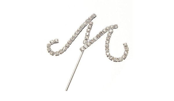 Amazon Com M Alphabet Letter Rhinestone Crystal Monogram Wedding Cake Topper Decoration Good Crafted Diy Ideas Toys Games