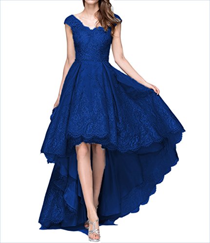 LL Bridal Women's Lace High Low Prom Dress 2018 Long Embroidery Evening Formal Gown Royal Blue Size 6
