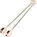 Copper mixing spoons set of 2 - copper plated stainless steel bar spoons with elegant ring on top. - Copper stirring spoon for Moscow mules
