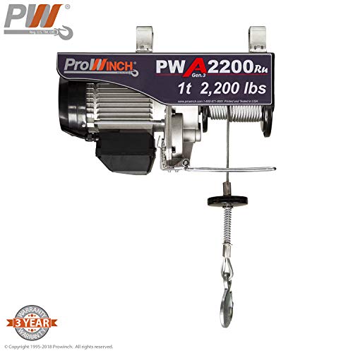 1 Ton Electric Wire Rope Hoist 2,200 lbs. 38 ft. Wireless 110V