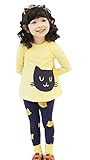 Waboats Winter Kids Girls Cartoon Printed Long Sleeve Top & Pant 4T Yellow