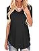 Tops for Women Summer V Neck Short Sleeve Black Shirts Loose Fit L