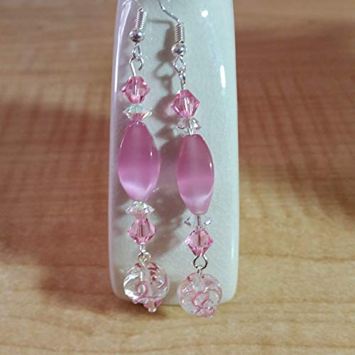 Breast Cancer Awareness Pink Ribbon Earrings Handmade