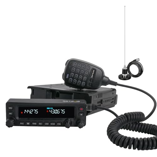 Retevis MA1 Amateur Radio with Antenna, Mobile Transmitter Receiver with Removable Control Panel, Multiband Repeater, Long Range, 2m/70cm/FM/AM, Ham Radio for Emergency Interventions (1 Piece)