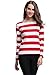 HuHot Women's Long Sleeve Boat Neck Striped Relax Fit Tee Shirts Large HS6447-5, Red