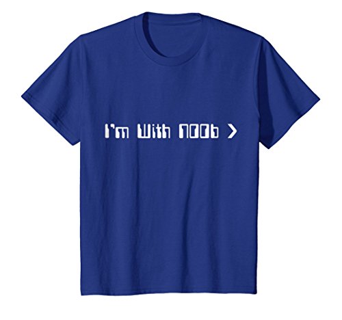 Kids I'm With Noob T-Shirt | Funny Sarcastic Gamer Geek 12 Royal Blue