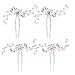 Jaciya 4 Pack Wedding Bridal Crystal Pearl Hair Pins Decorated Hairpins Golden