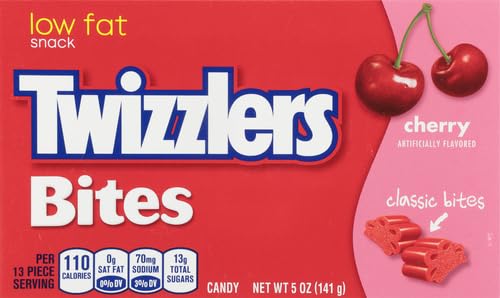 TWIZZLERS CHERRY FLAVOR CLASSIC BITES, 5-OUNCE BOXES(PACK OF 8)