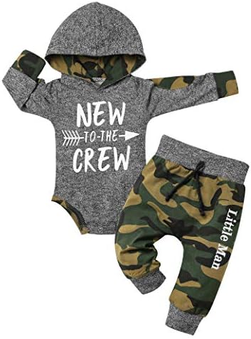 Baby Boy Clothes Stripe Letter Print Hoodies+Long Camouflage Pants 2PCS Outfits Set