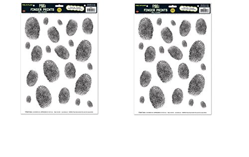 Beistle Fingerprints Peel N Place Sheet, 12 by 17-Inch, Black/White (2-Pack)