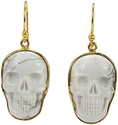 TW Designs Skull Dangle Earrings in White Howlite