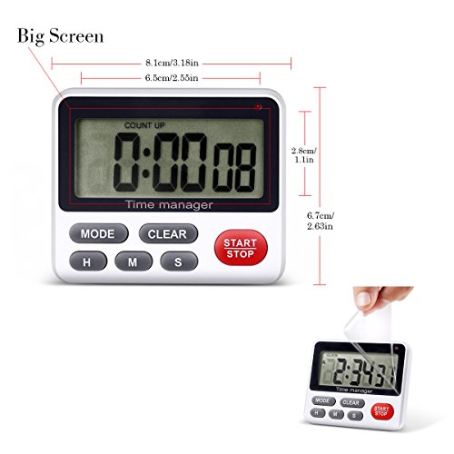 Digital Kitchen Countdown Timer - AIMILAR Count Up Down Cooking Timer Clock with Alarm Magnetic White