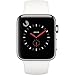 Apple Watch Series 3, 42MM, GPS + Cellular, Stainless Steel Case, Soft White Sport Band  (Renewed)