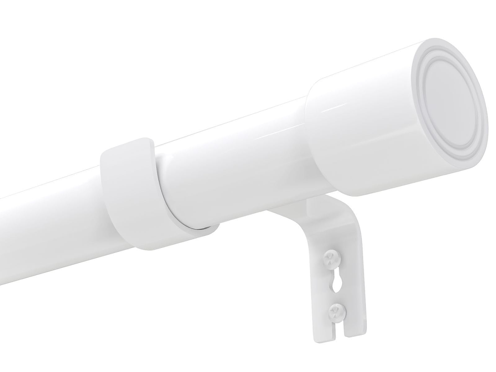 Venwemong Curtain Pole with Brackets Fittings Set Window Poles Heavy Duty Small Drapery Curtain Rods for Outdoor Bedroom, Living Room(White,84-220 cm/33-87 in)