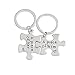 Meiligo Fashion 2 Pcs Couples Gift Alloy A piece of her A piece of him Letter Puzzle Dog Tag Necklace Key Chain Square Matching Engraved Heart Letter Necklace Set