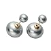 Sexy Sparkles Double Sided Front Back Peek A Boo Ball Earrings Ear Post Stud Ball Womens (Silver)