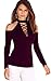 ECOWISH Women's Cut Out Shoulder Tops Halter Neck Lace Up Shirt Basic Tee Blouse US M Wine Red