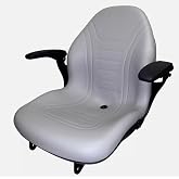 Tractor Seat Compatible with Ford New Holland Boomer, T, TC, TZ and Workmaster Series Tractors; Gray; includes Flip-up Bracket, Arm Rests, Waterproof Vinyl, Drain Hole