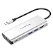 LENTION USB-C Digital AV Multiport Hub with 4K HDMI, 2 USB 3.0, Card Reader, Type C Charging, Gigabit Ethernet Adapter Compatible MacBook Pro 13/15 (Thunderbolt 3), New Mac Air, More (Silver)