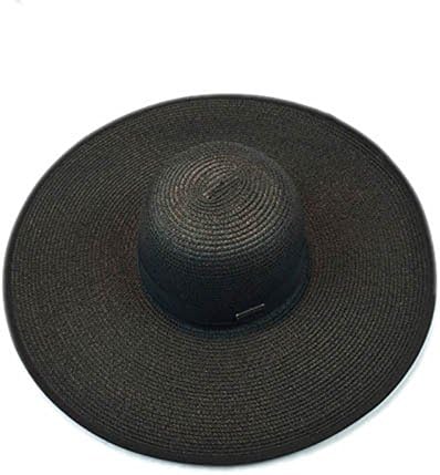 LOVEHATS Women New Summer Floppy Straw Hats Foldable Beach Hats Sunbonnet Vacation Large Wide Brimmed Sun Hats Black