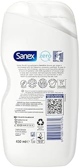 Sanex Zero% Sensitive Skin Shower Gel 450ml – Hypoallergenic Unscented view 2