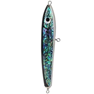 Keenso Appât De Poisson, Leurre De Poisson Portable Appât De Pêche En Coquille D’ormeau Appât De Pêche En Bois De Manivelle Pour Thon Mérou Billbirds Daurade 23×3.5 Cm
